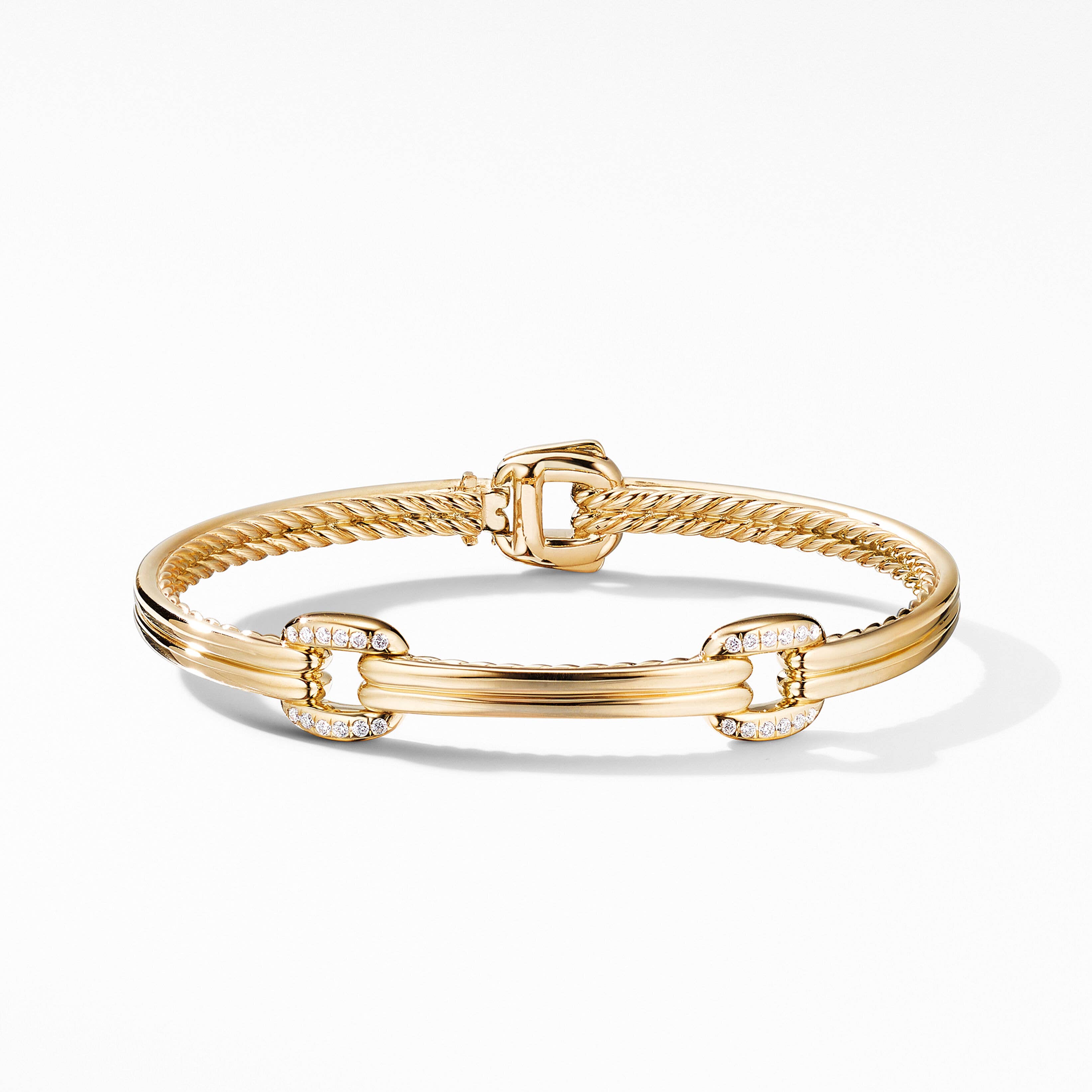 Thoroughbred Double Link Bracelet in 18K Yellow Gold with Pavé Diamonds