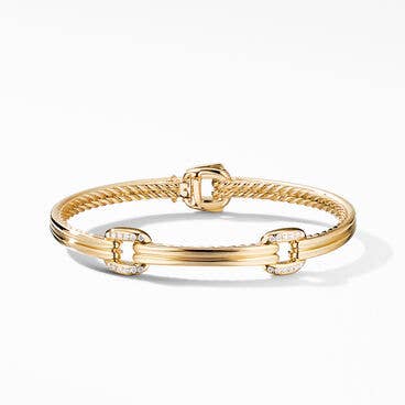 Thoroughbred Double Link Bracelet in 18K Yellow Gold with Pavé Diamonds