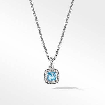 Petite Albion® Pendant Necklace with Blue Topaz and Pavé Diamonds