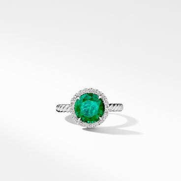 DY Capri® Engagement Ring in Platinum with Green Emerald, Round