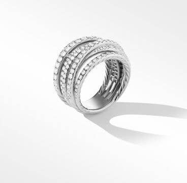 Pavé Crossover Ring in 18K White Gold with Diamonds