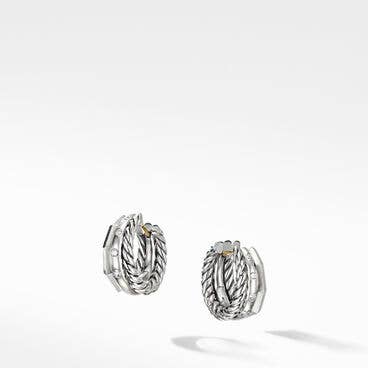 Stax Huggie Hoop Earrings in Sterling Silver with Diamonds
