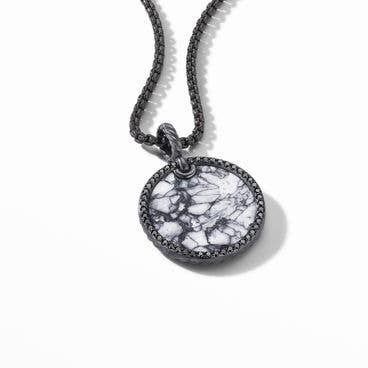 Limited DY Elements® Disc Pendant in Blackened Silver with Pinolith and Pavé Black Diamonds