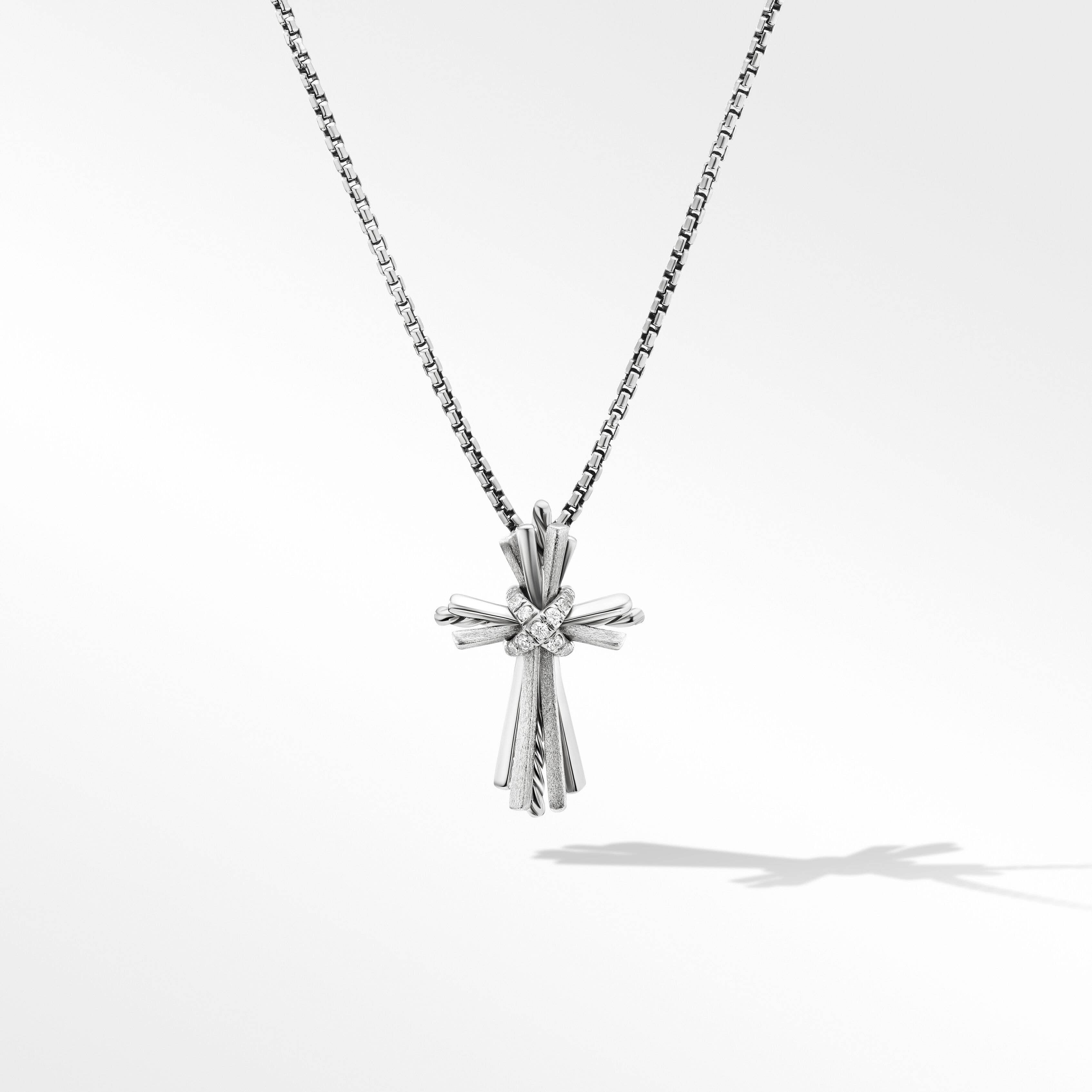 Angelika™ Cross Necklace in Sterling Silver with Pavé Diamonds