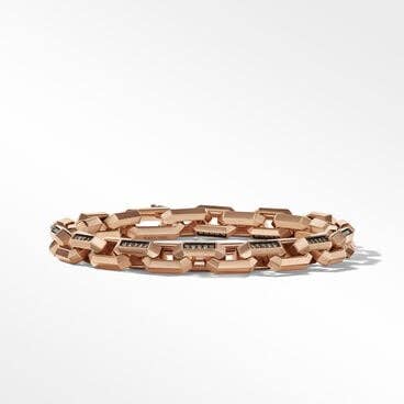 Heirloom Chain Link Bracelet in 18K Rose Gold with Pavé Cognac Diamonds