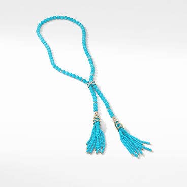 Helena Tassel Necklace with Turquoise, Pavé Diamonds and 18K Yellow Gold