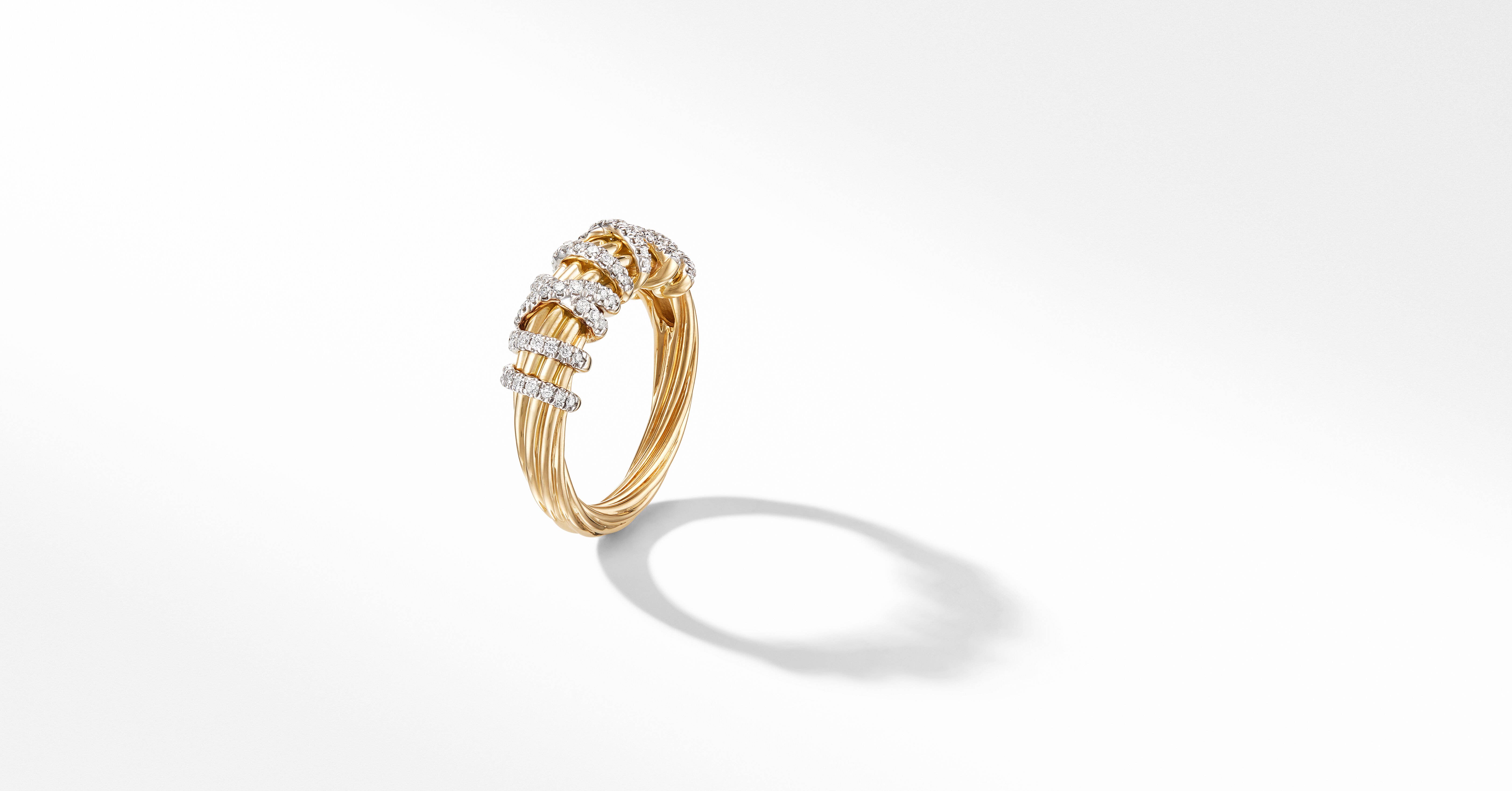柔らかい デイビット・ユーマン レディース リング アクセサリー Helena Open Ring In 18K Yellow Gold With  2.75-3MM Pearls  Diamonds