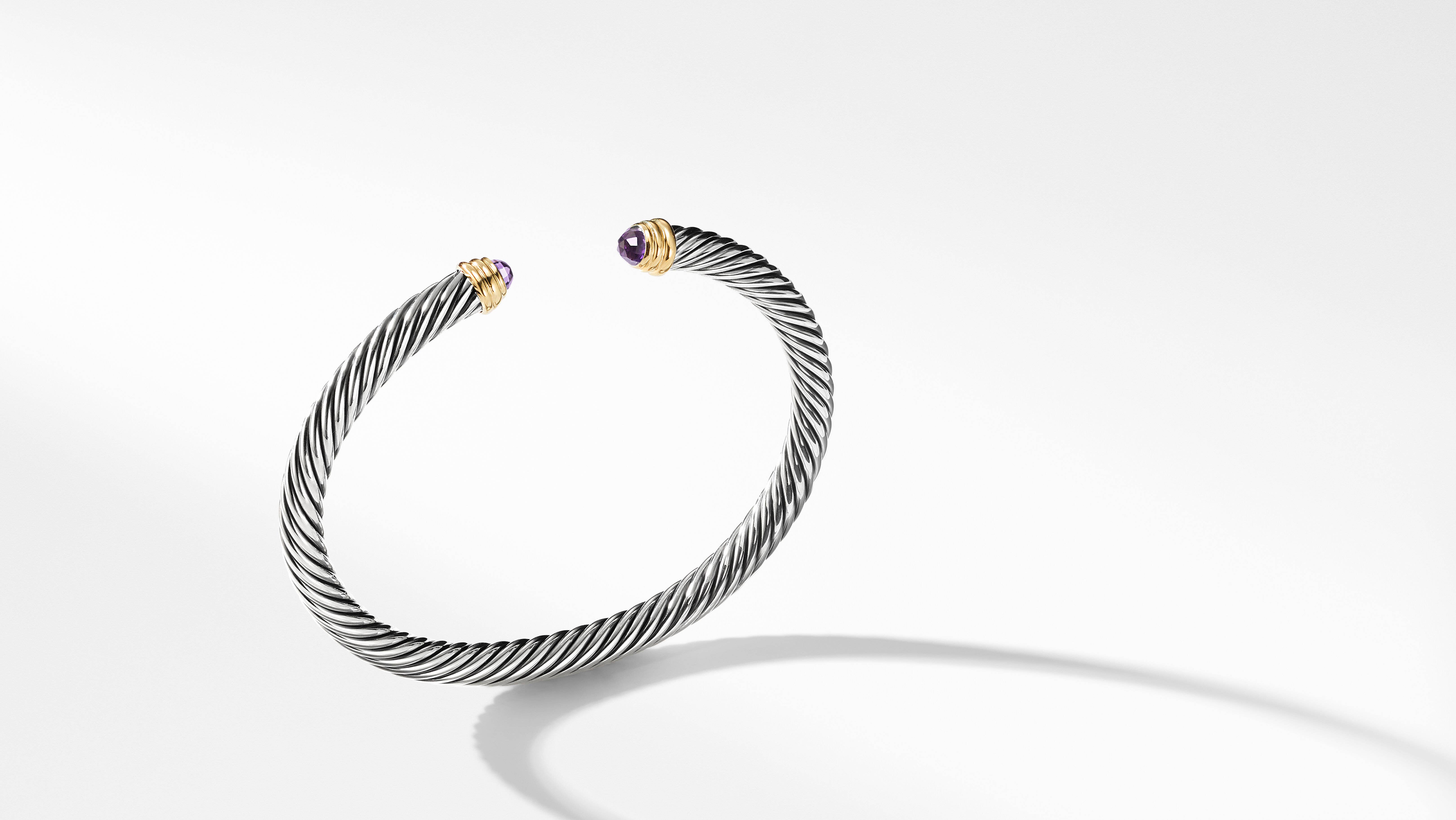 David Yurman | Cable Classics Bracelet in Sterling Silver with Amethyst and 14K Yellow Gold