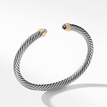 Cable Classics Bracelet in Sterling Silver with Amethyst and 14K Yellow Gold