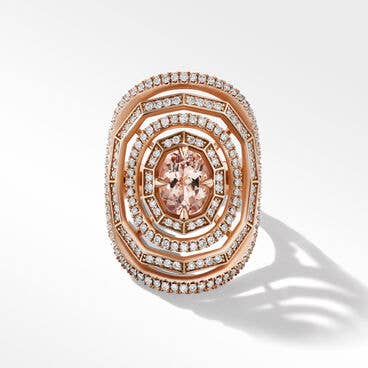 Stax Stone Ring in 18K Rose Gold with Full Pavé, 30mm