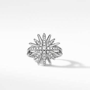 Starburst Ring in Sterling Silver with Pavé Diamonds