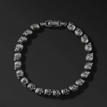 Memento Mori Skull Bead Bracelet in Sterling Silver