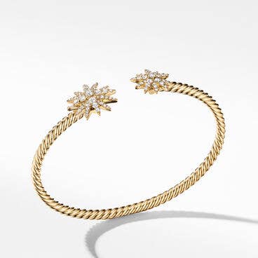 Starburst Cable Bracelet in 18K Yellow Gold with Pavé Diamonds