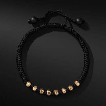Fortune Woven Black Nylon Bracelet with Black Onyx and 18K Yellow Gold