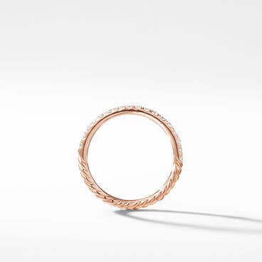 Cable Collectibles Stack Ring in 18K Rose Gold with Pavé, 2mm