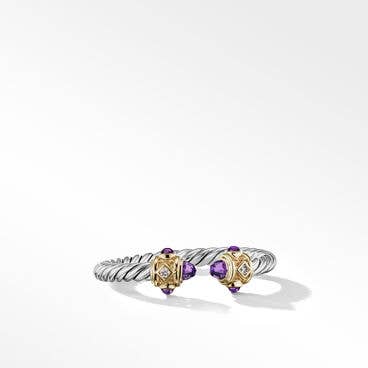 Renaissance Ring in Sterling Silver with Amethyst, 14K Yellow Gold and Diamonds