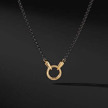 Smooth Amulet Box Chain Necklace in Stainless Steel with 18K Yellow Gold, 2.7mm