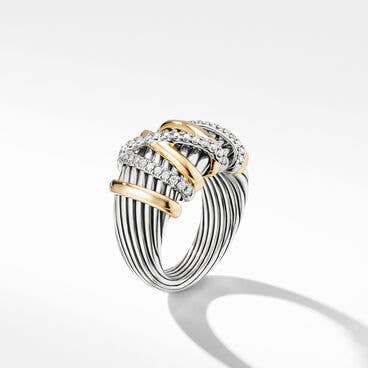 Helena Ring in Sterling Silver with 18K Gold and Pavé Diamonds