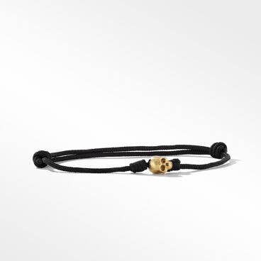 Skull Cord Bracelet with 18K Yellow Gold, 9mm