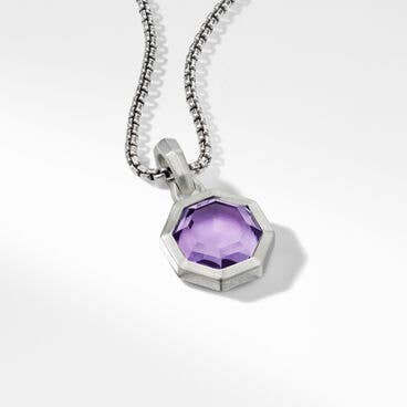 Octagon Cut Amulet in Sterling Silver with Amethyst