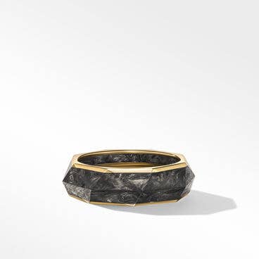 Torqued Faceted Band Ring in 18K Yellow Gold with Forged Carbon