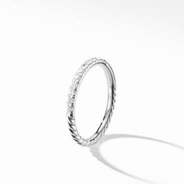 Cable Collectables® Stack Ring in 18K White Gold with Pavé Diamonds