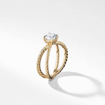 DY Crossover Engagement Ring in 18K Yellow Gold, Cushion
