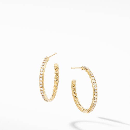 Pavé Hoop Earrings in 18K Yellow Gold with Diamonds