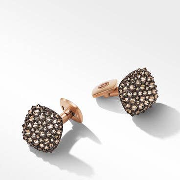 Streamline® Cufflinks in 18K Rose Gold with Reverse Set Pavé Cognac Diamonds