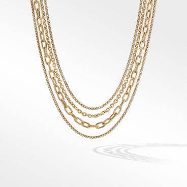 Four Row Mixed Chain Bib Necklace in 18K Yellow Gold