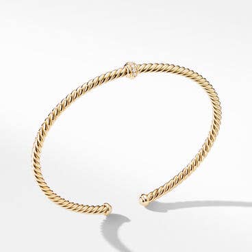Cablespira® Station Bracelet in 18K Yellow Gold with Pavé Diamonds