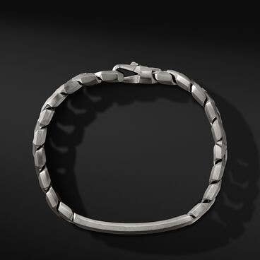 Curb Chain Angular Link ID Bracelet in Sterling Silver