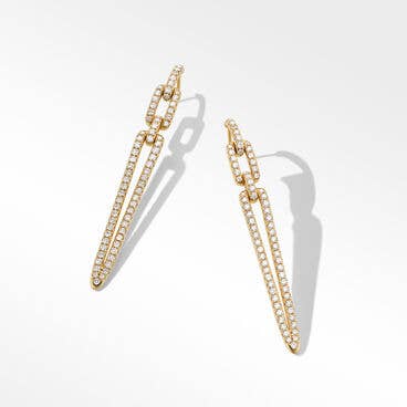 Stax Elongated Drop Earrings in 18K Yellow Gold with Full Pavé Diamonds