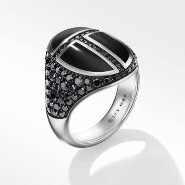 Cairo Signet Ring with Black Onyx and Pavé Black Diamonds