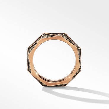 Torqued Faceted Band Ring in 18K Rose Gold with Pavé Cognac Diamonds