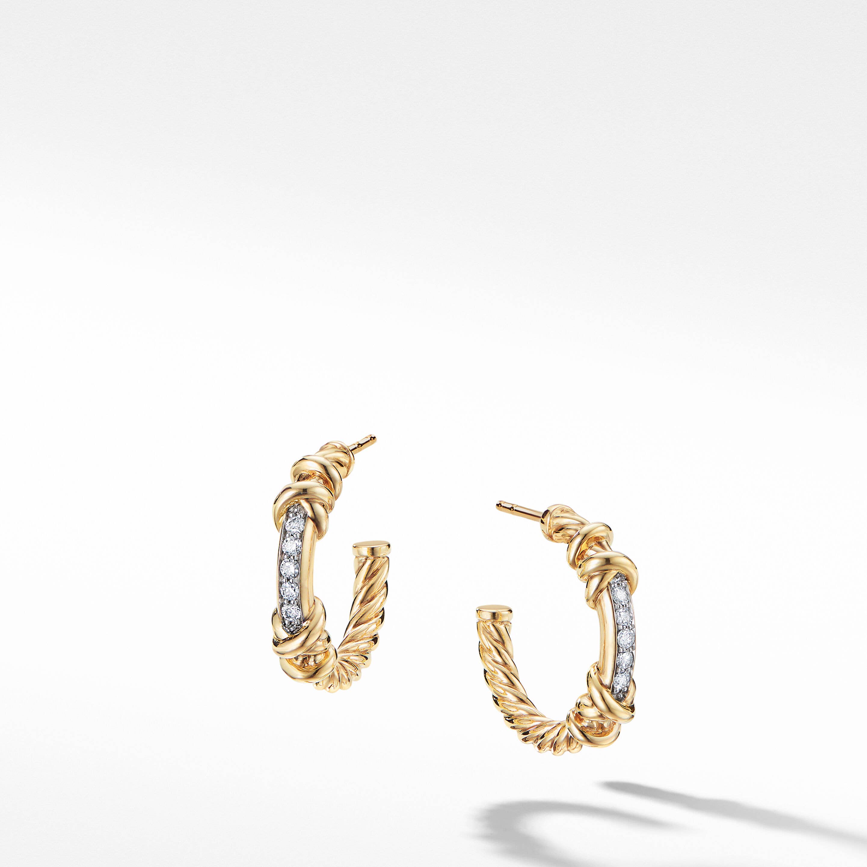 Petite Helena Wrap Hoop Earrings in 18K Yellow Gold with Pavé Diamonds
