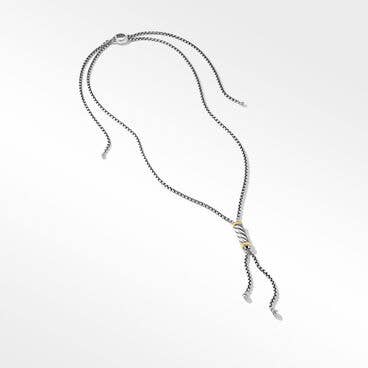 Sculpted Cable Lariat Necklace in Sterling Silver with 18K Yellow Gold