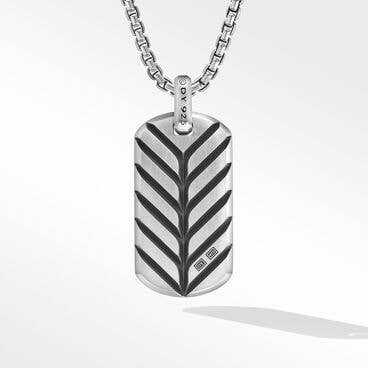 Chevron Tag in Sterling Silver with Black Onyx