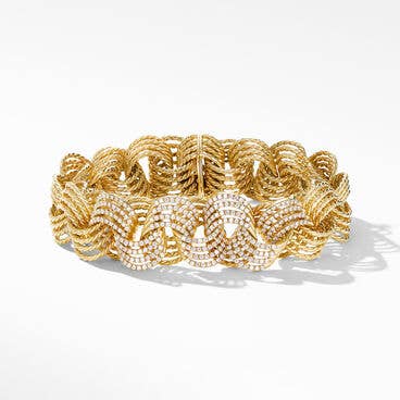 DY Origami Link Bracelet in 18K Yellow Gold with Pavé Diamonds