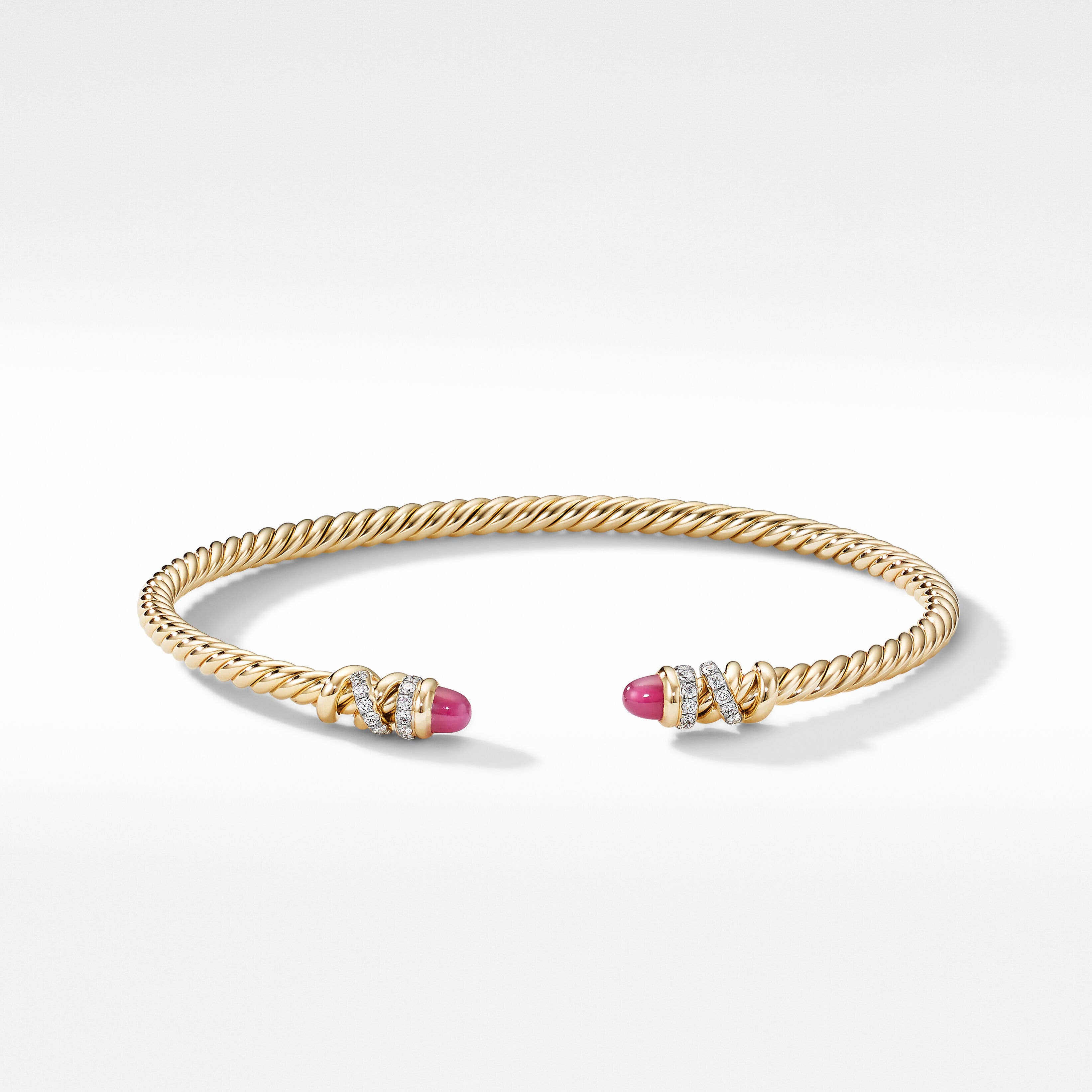 Petite Helena Color Bracelet in 18K Yellow Gold with Rubies and Pavé Diamonds