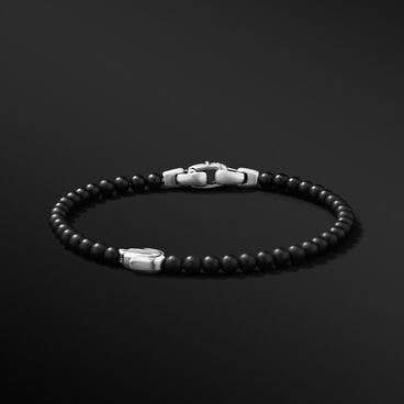Spiritual Beads Hamsa Bracelet in Sterling Silver with Black Onyx