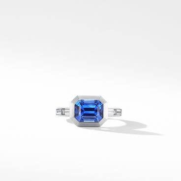 DY Delaunay Engagement Ring in Platinum with Blue Sapphire, Emerald