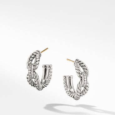 Cable Loop Hoop Earrings with Pavé Diamonds