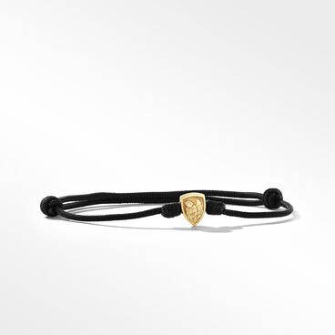 St. Michael Black Cord Bracelet with 18K Yellow Gold