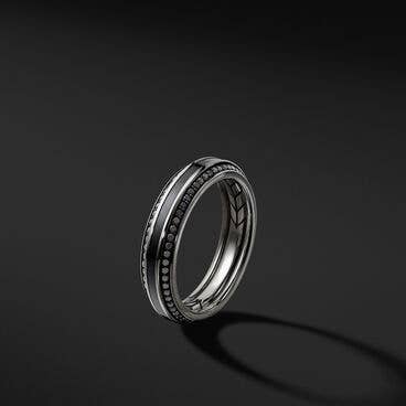 Beveled Band Ring in Black Titanium with Pavé Black Diamonds