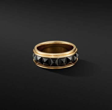 Pyramid Band Ring in 18K Yellow Gold with Black Titanium