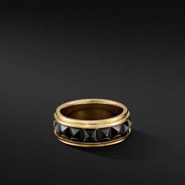 Pyramid Band Ring in 18K Yellow Gold with Black Titanium