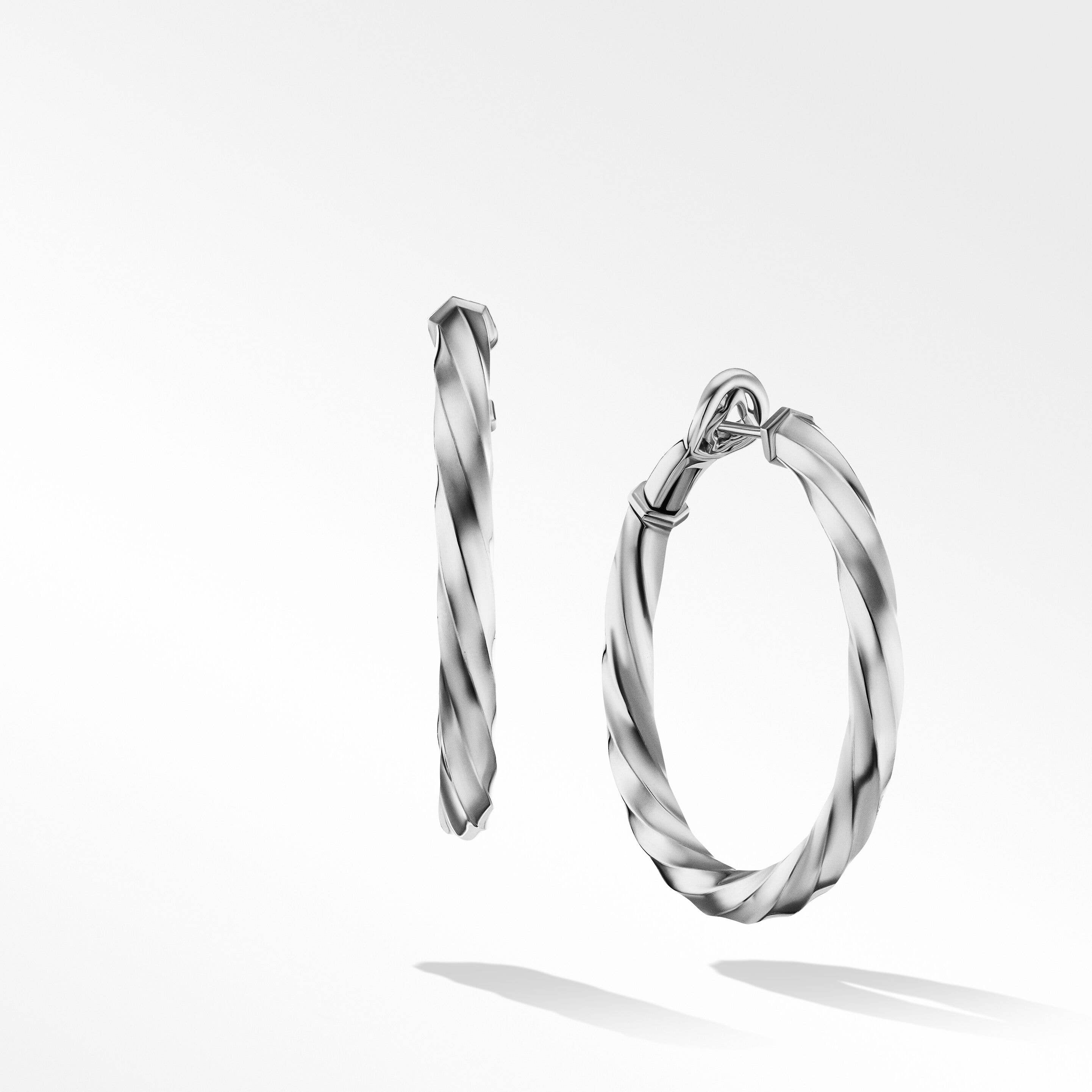 Cable Edge® Hoop Earrings in Recycled Sterling Silver