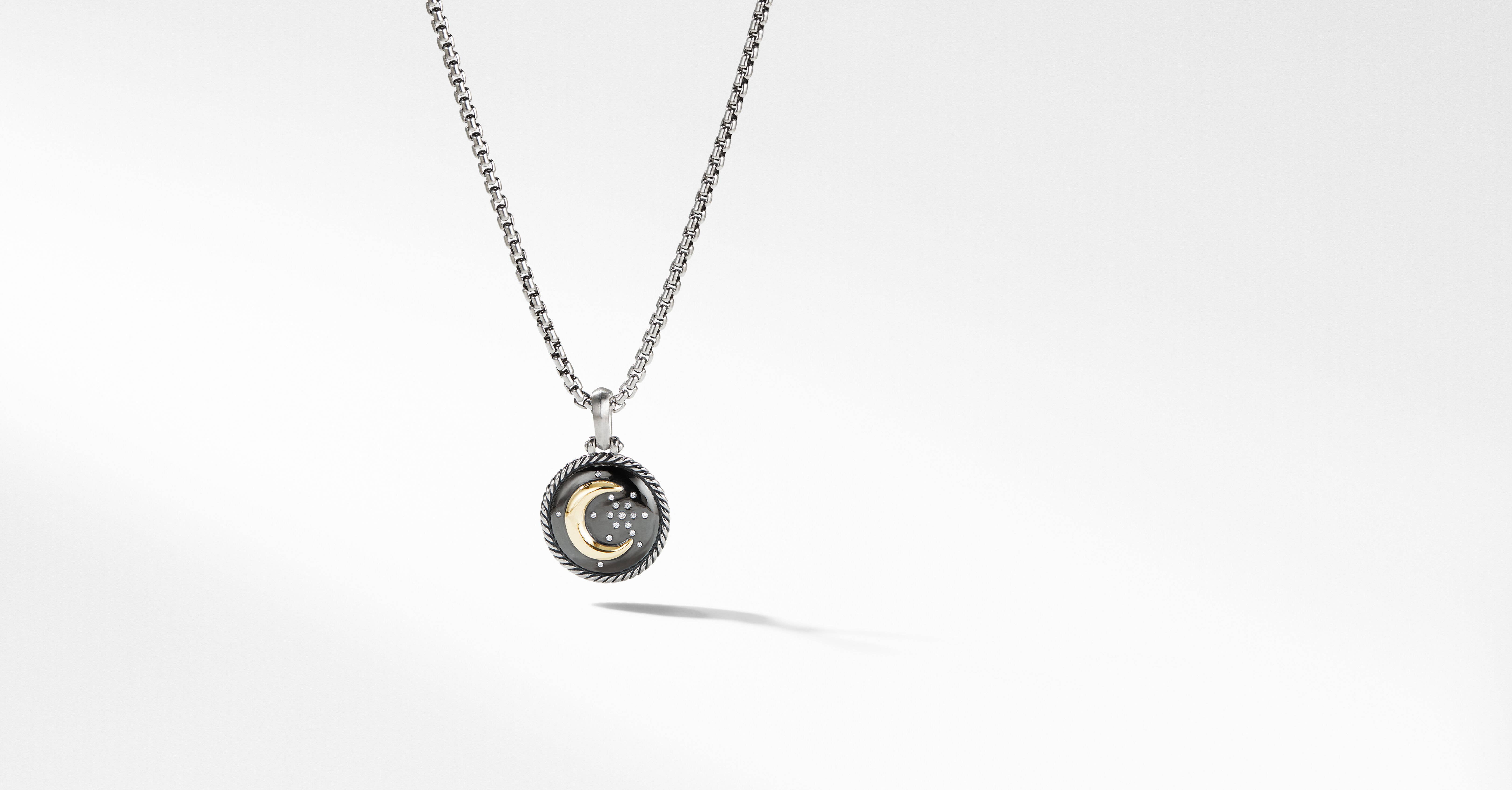 David Yurman | Moon and Star Amulet in Sterling Silver with 18K Yellow Gold and Diamonds
