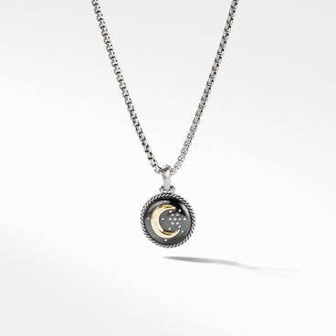 Moon and Star Amulet with 18K Yellow Gold and Diamonds, 21mm